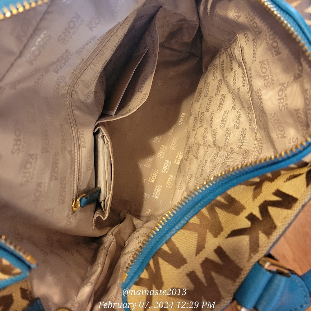 Michael Kors Kingsbury Bucket Bag  Jaqured Logo MK Tote NWOT Designer #712 - Picture 10 of 17